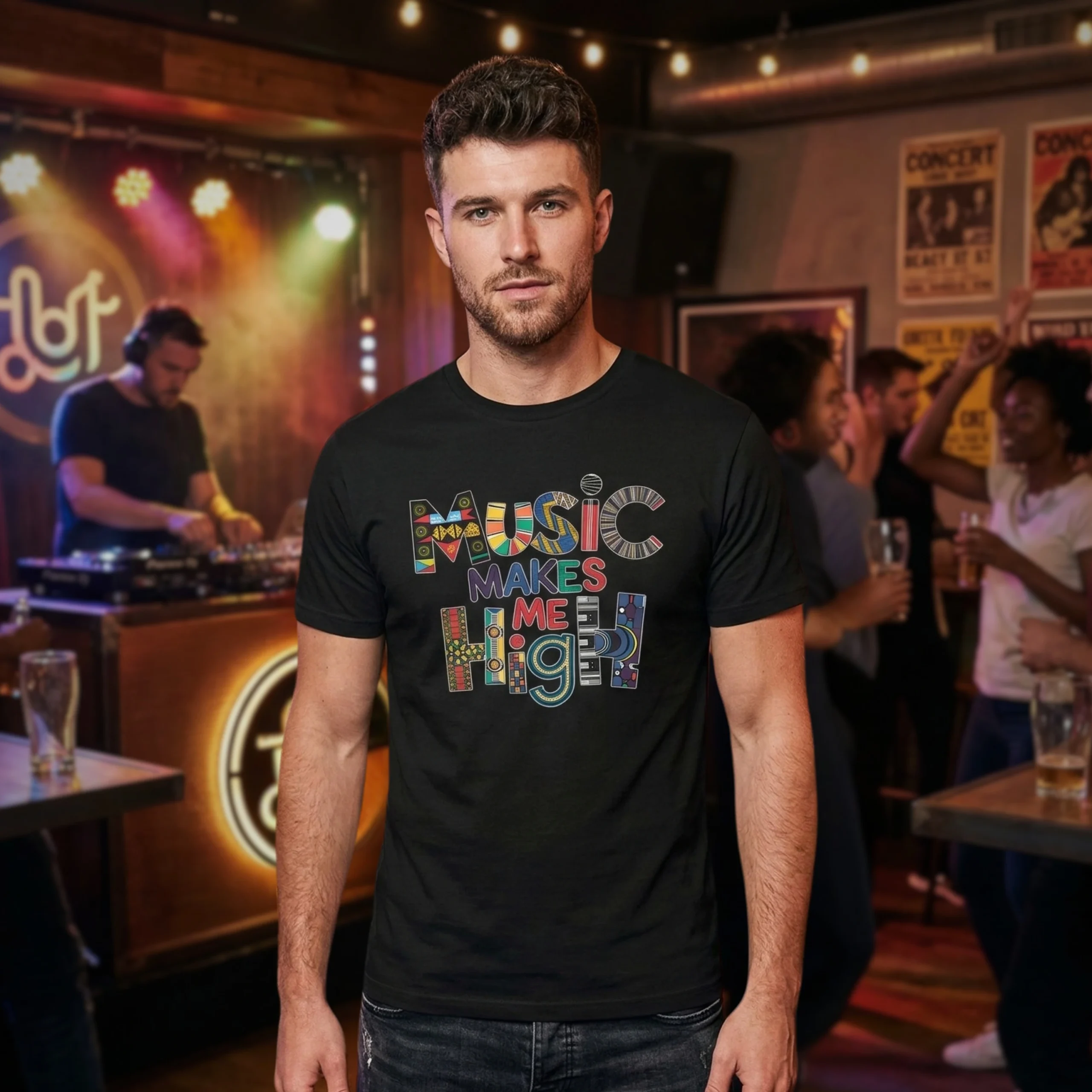 T-shirt unisexe – Music Makes Me High – Image 4