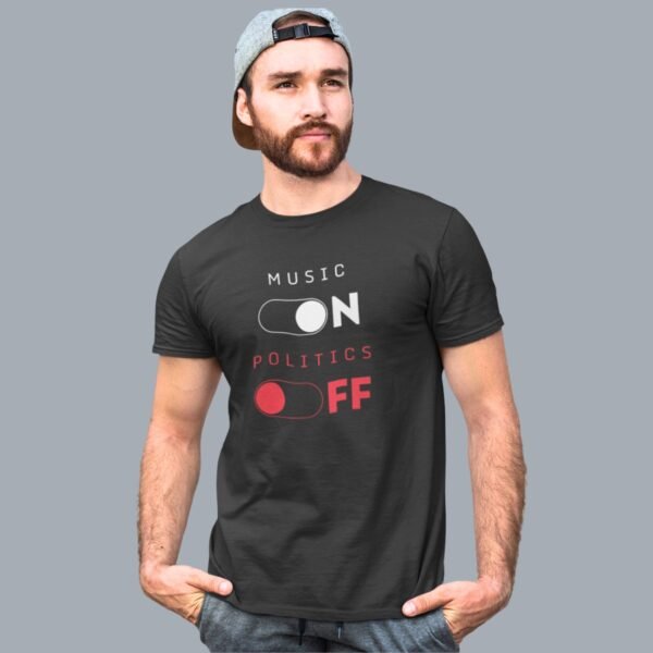 T-shirt unisexe Music On / Politics Off en coton bio - Wax & Wear