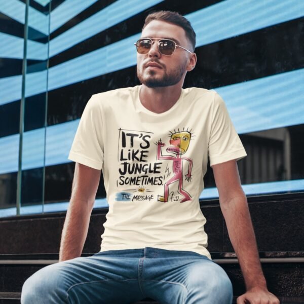 T-shirt épais unisexe It's Like Jungle Sometimes dune de vinyle en coton bio - Wax & Wear