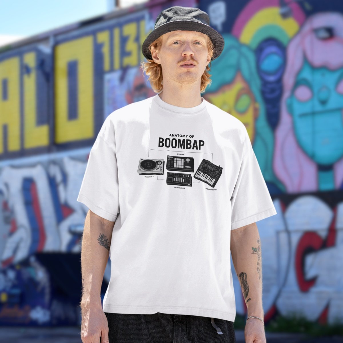 T-shirt DJ oversize Anatomy Of Boombap unisexe en coton bio - Wax & Wear