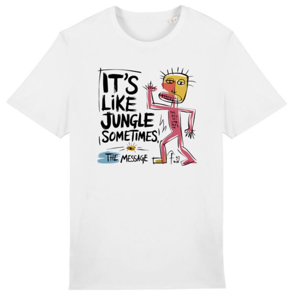 T-shirt unisexe It's Like Jungle Sometimes blanc studio en coton bio - Wax & Wear