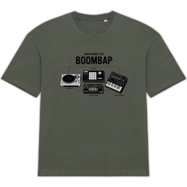 T-shirt oversize unisexe Anatomy Of Boombap kaki groove en coton bio - Wax & Wear