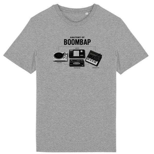 T-shirt léger unisexe Anatomy Of Boombap gris mixtape en coton bio - Wax & Wear