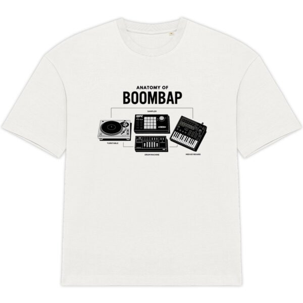 T-shirt oversize unisexe Anatomy Of Boombap blanc studio en coton bio - Wax & Wear