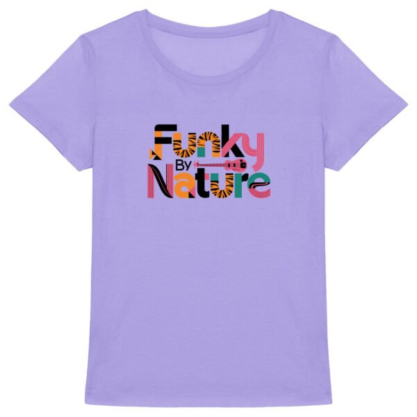 T-shirt femme Funky By Nature lilas funkadelik en coton bio - Wax & Wear