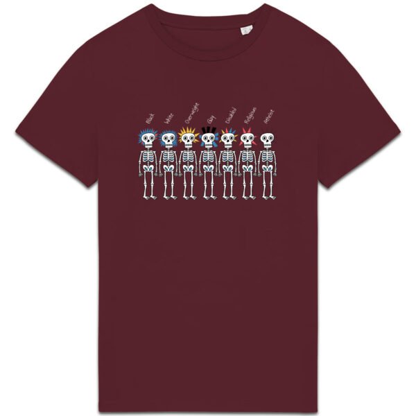 T-shirt épais unisexe We Are All the Same groove grenat en coton bio - Wax & Wear