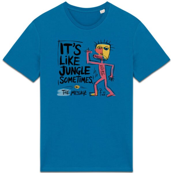 T-shirt unisexe It's Like Jungle Sometimes deep blue funk en coton bio - Wax & Wear