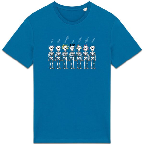T-shirt épais unisexe We Are All the Same deep blue funk en coton bio - Wax & Wear