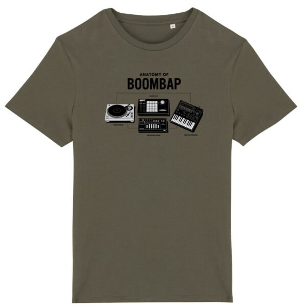 T-shirt léger unisexe Anatomy Of Boombap kaki groove en coton bio - Wax & Wear