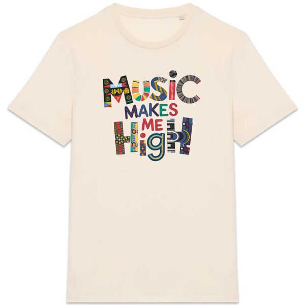 T-shirt unisexe Music Makes Me High dune de vinyle en coton bio - Wax & Wear