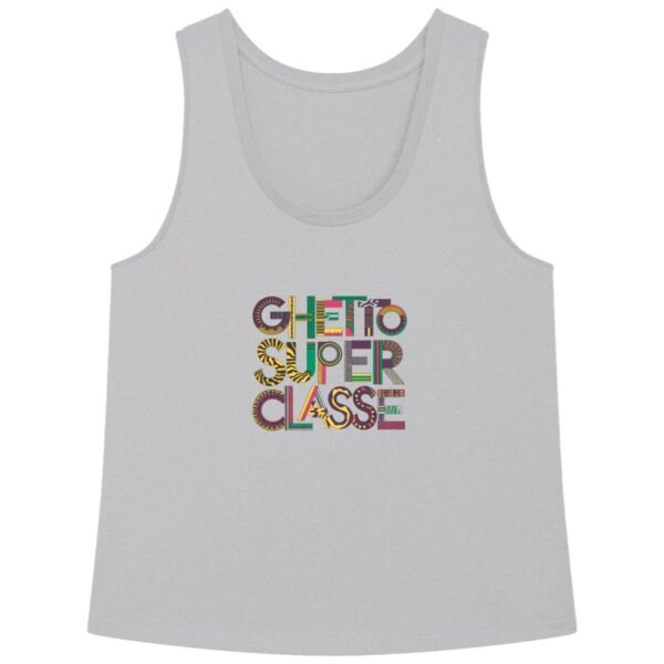 Débardeur femme Ghetto Super Classe gris loop en coton bio - Wax & Wear