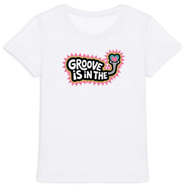 T-shirt Groove Is In The Heart blanc studio en coton bio - Wax & Wear