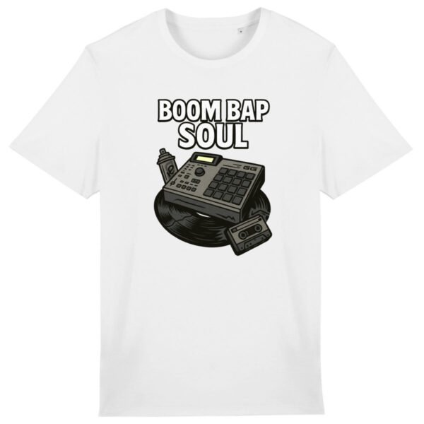 T-shirt unisexe léger Boom Bap Soul blanc studio en coton bio - Wax & Wear