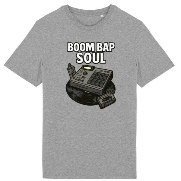 T-shirt unisexe léger Boom Bap Soul gris mixtape en coton bio - Wax & Wear