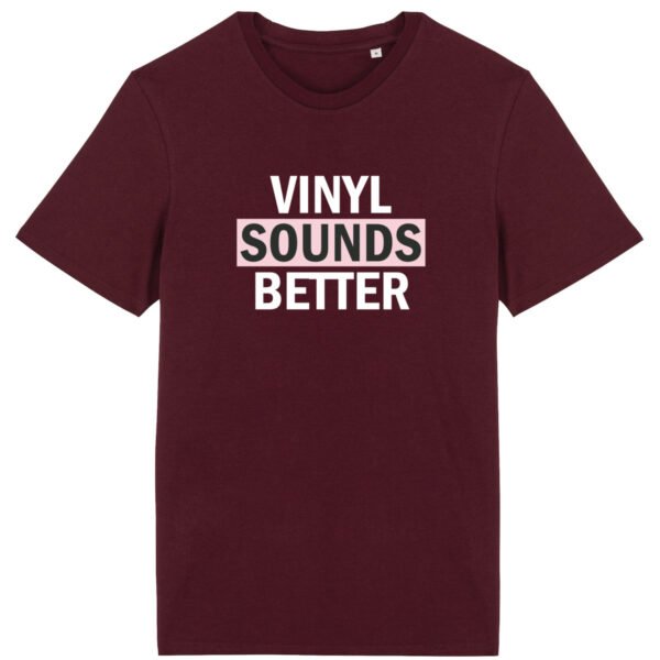 T-shirt unisexe léger Vinyl Sounds Better groove grenat en coton bio - Wax & Wear