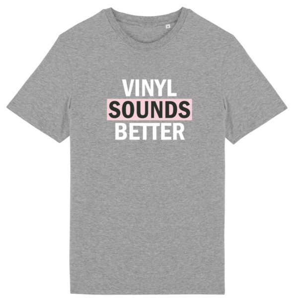 T-shirt unisexe léger Vinyl Sounds Better gris mixtape en coton bio - Wax & Wear