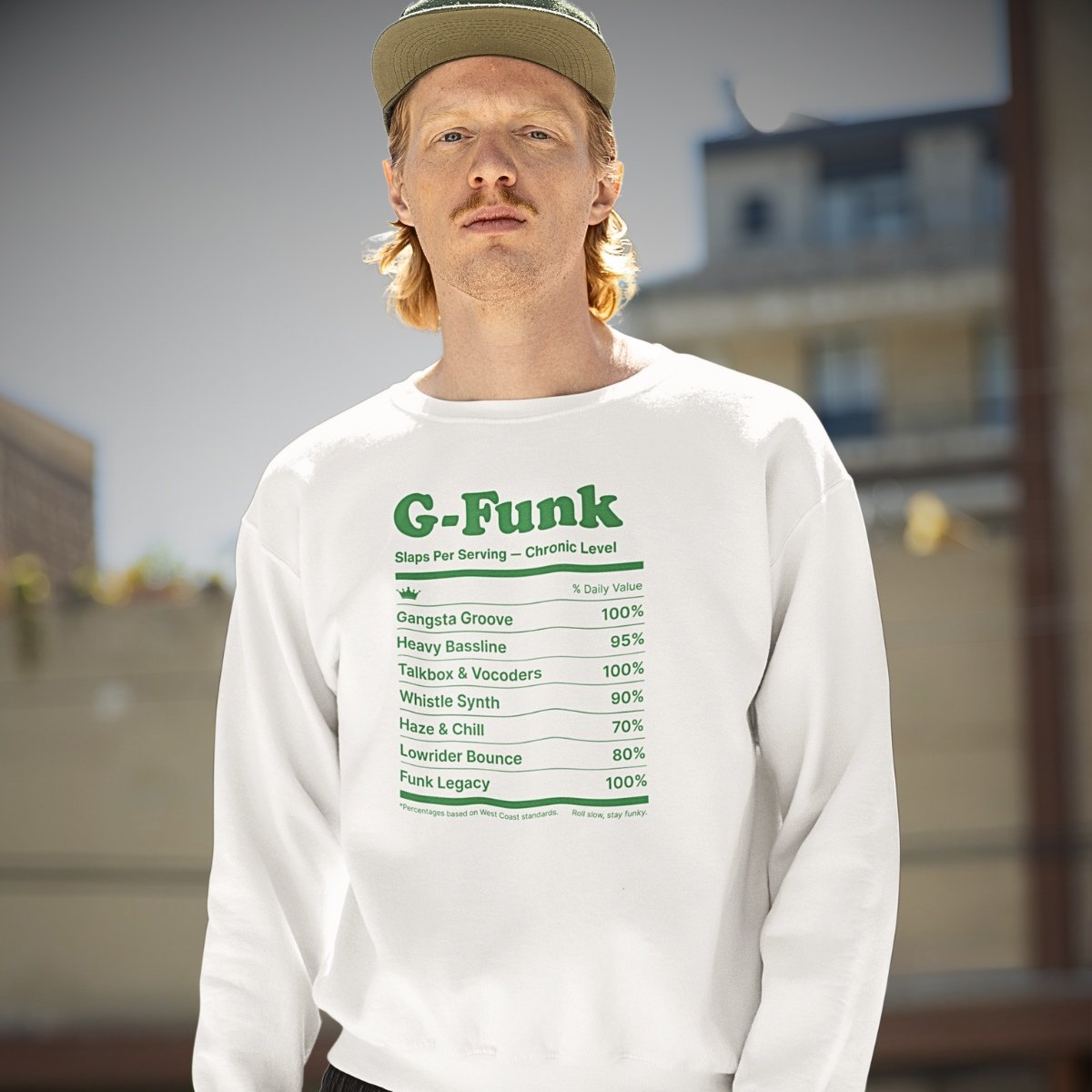sweat g-funk unisexe blanc studio mockup
