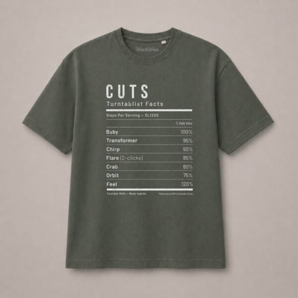t-shirt DJ oversize cuts - Groove Facts Groove Kaki - Mockup