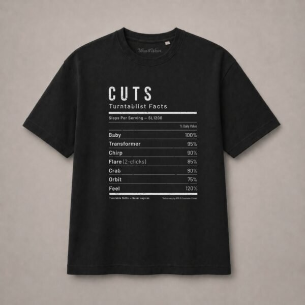 t-shirt DJ oversize cuts - Groove Facts Noir Vinyl - Mockup