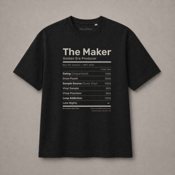 t-shirt beatmaker oversize noir vinyle