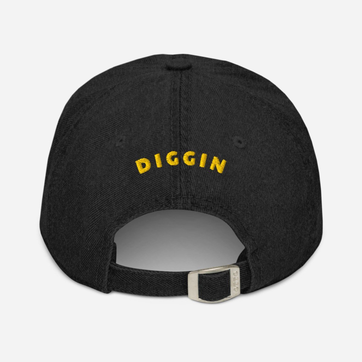 Casquette DJ en jean noire avec broderie inspirée des 45 tours