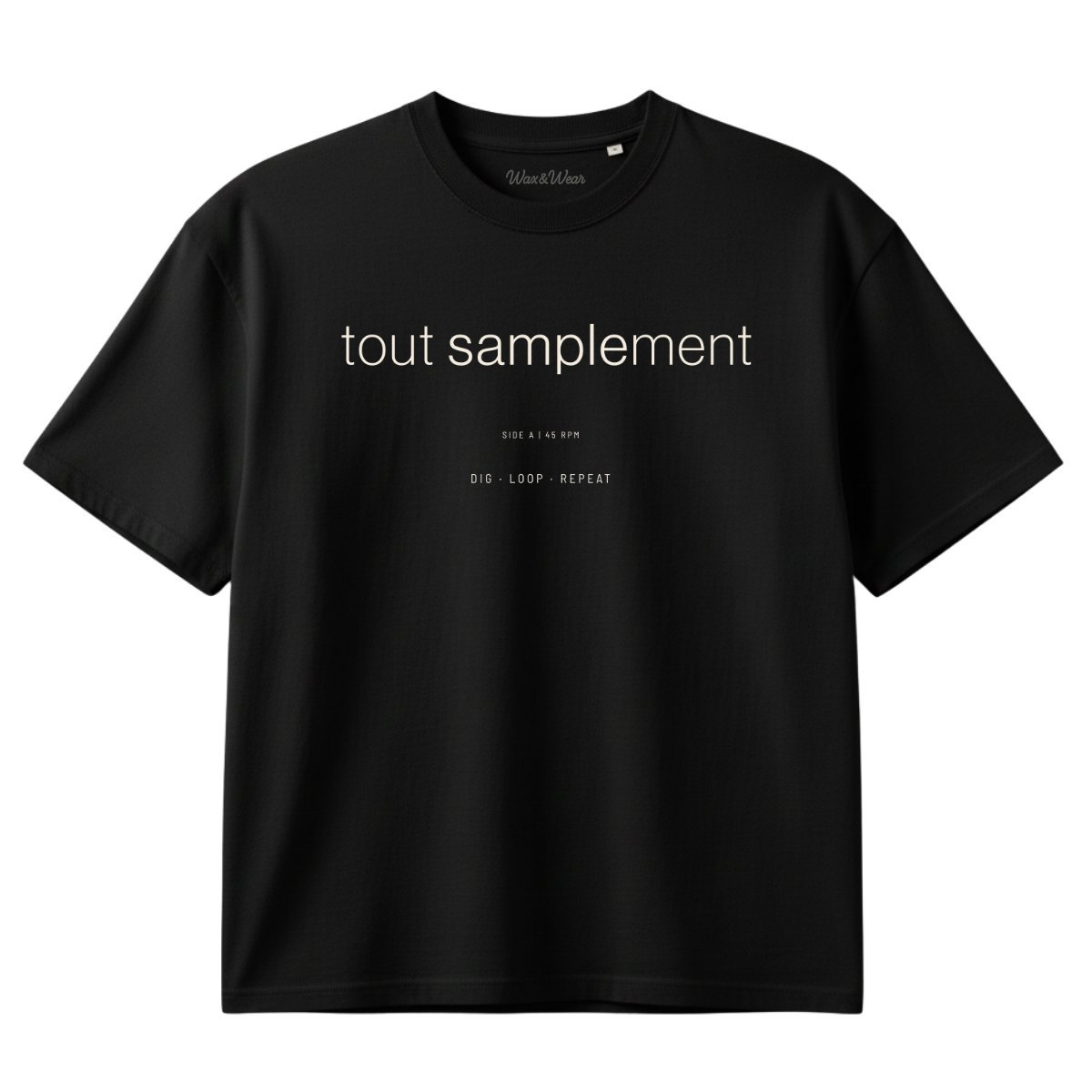 t-shirt oversize DJ noir écru mockup